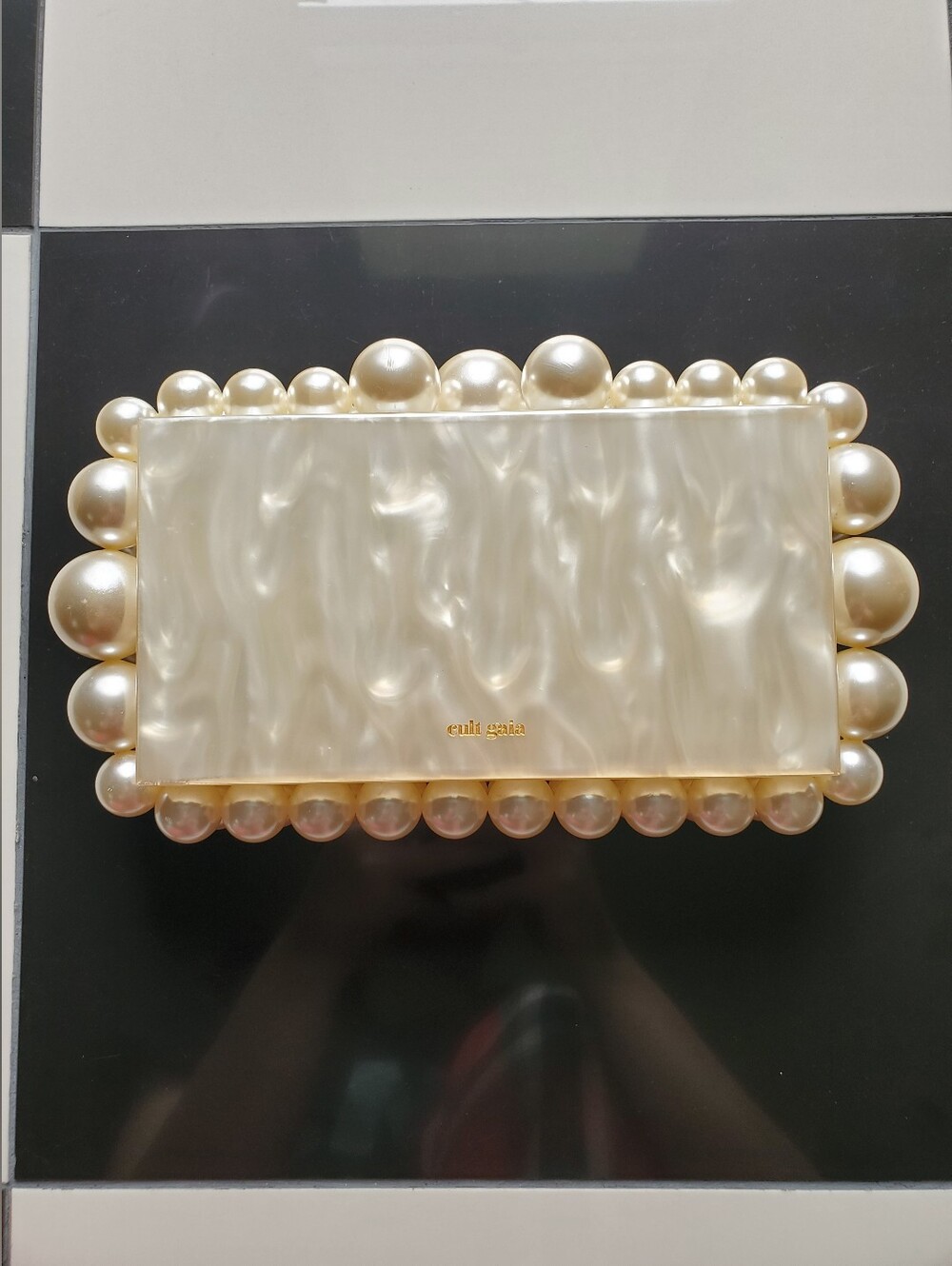 Cult Gaia Women's Ivory Acrylic EOS Beaded Handbag Purse Box (Read Description) - Picture 15 of 16